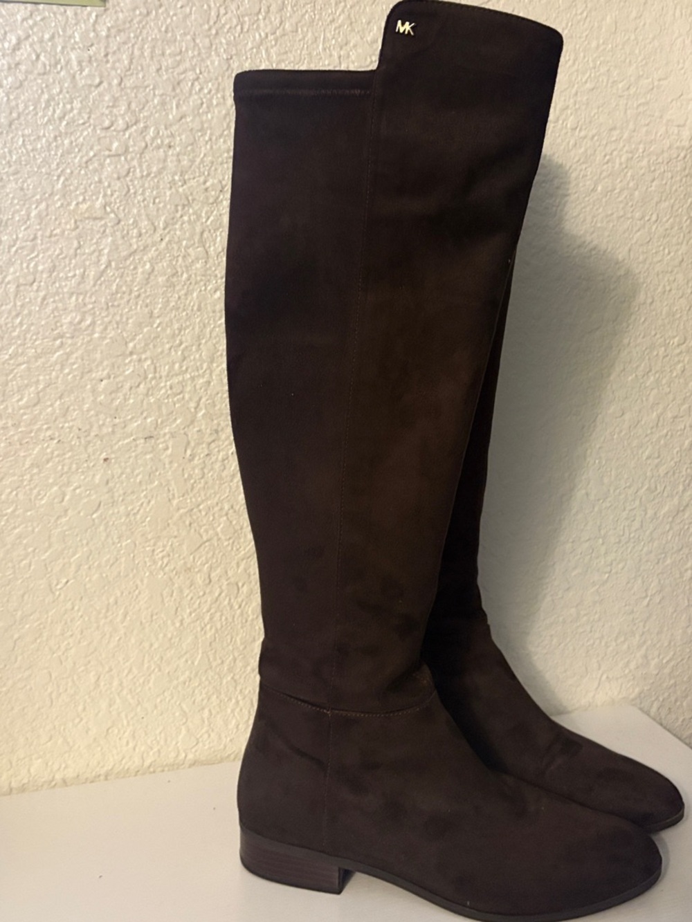 Michael Kors Men's Tall Dark Brown Suede Knee-High Boots